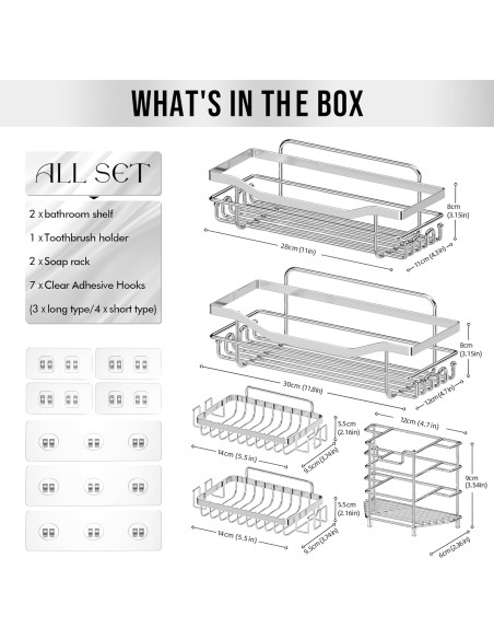 Set rafturi baie inox