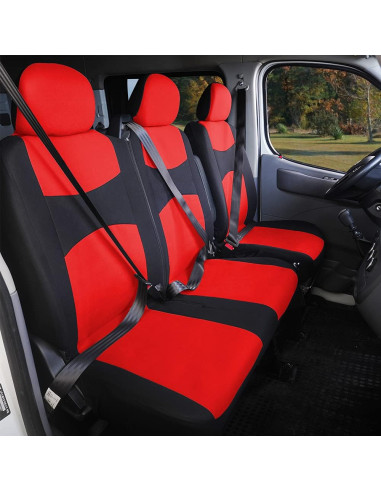 Set huse negru cu rosu duba 3 locuri