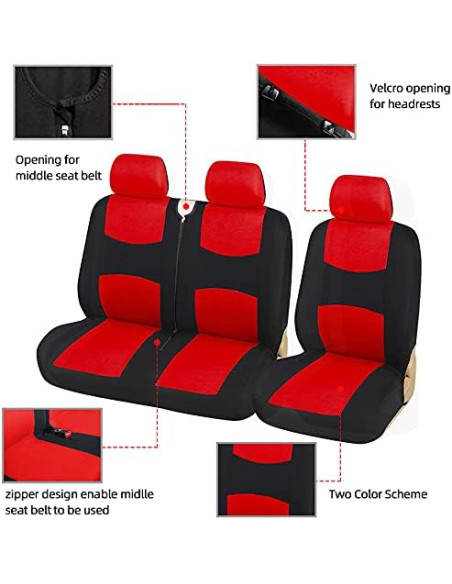 Set huse negru cu rosu duba 3 locuri